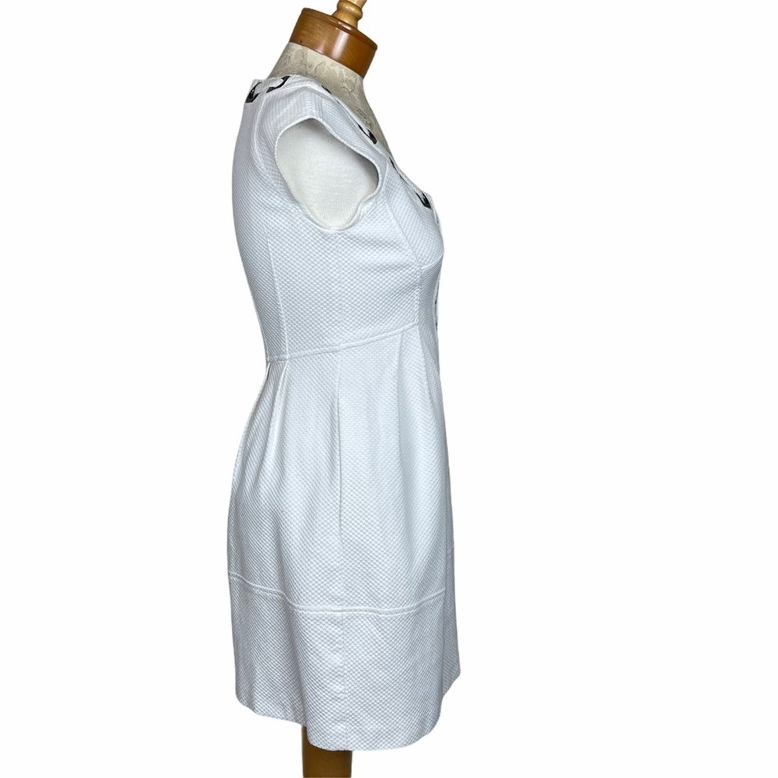Nanette Lepore Nanette Lepore Short Sleeve Pique Workaholic Dress White 2 Size XS / US 0-2 / IT 36-38 - 4 Thumbnail