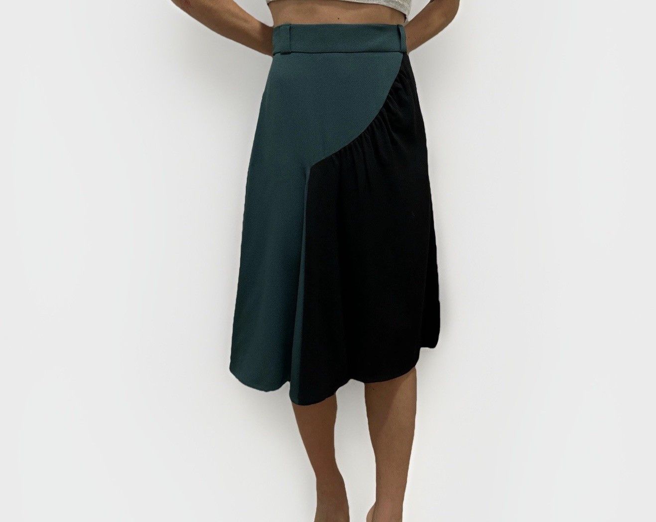 Prada DDP Prada 2013 Asymmetric Color Block Acetate Viscose Skirt Size 27" / US 4 / IT 40 - 1 Thumbnail