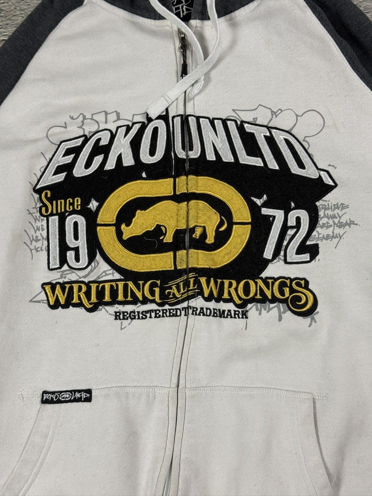 Ecko Unltd. Ecko Unltd vintage zip hoodie white grey yellow big logo Y2K Size US XL / EU 56 / 4 - 2 Thumbnail