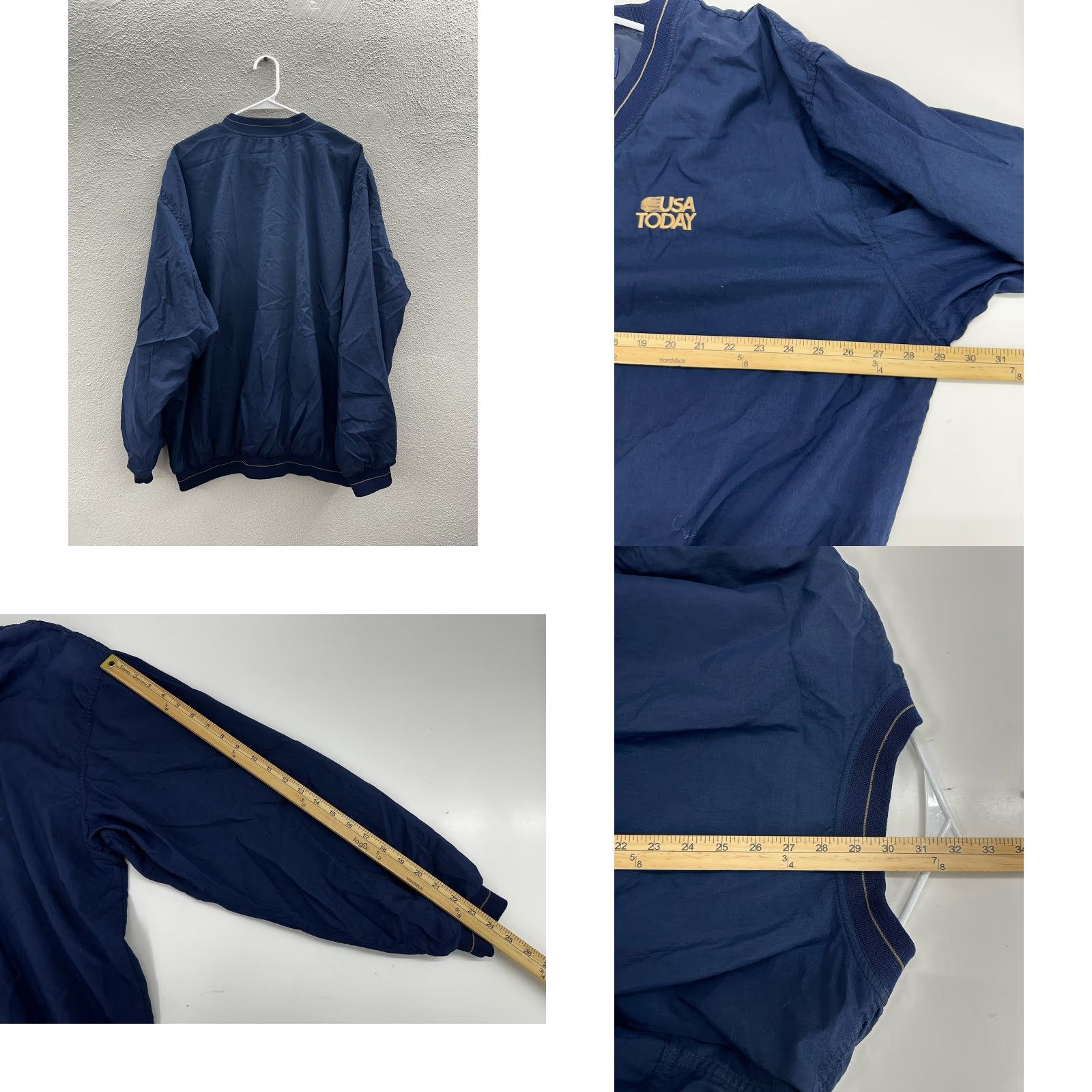 Vintage Swingster Windbreaker Jacket XL Blue USA Today Embroidered Long Sleeve V-Neck Adults Mens Regular Size XL Size US XL / EU 56 / 4 - 8 Thumbnail