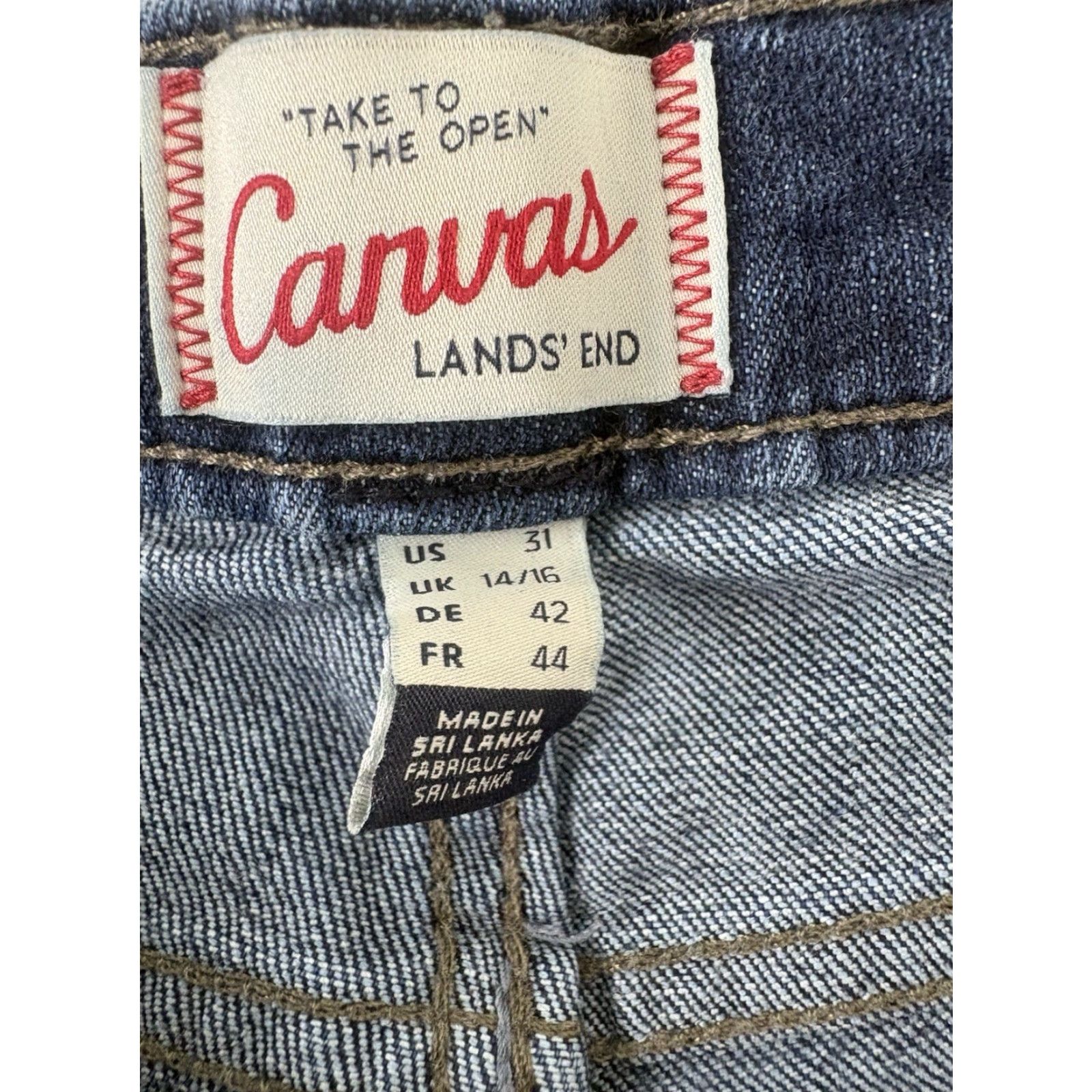 Lands' End Lands' End Canvas Pin Straight Jeans Womens Size 10 Blue 100% Cotton Denim Regular Rise Mid 5-Pocket Design Easy Care Machine Washable Big: 29 Inseam Size 32" / US 10 / IT 46 - 7 Thumbnail