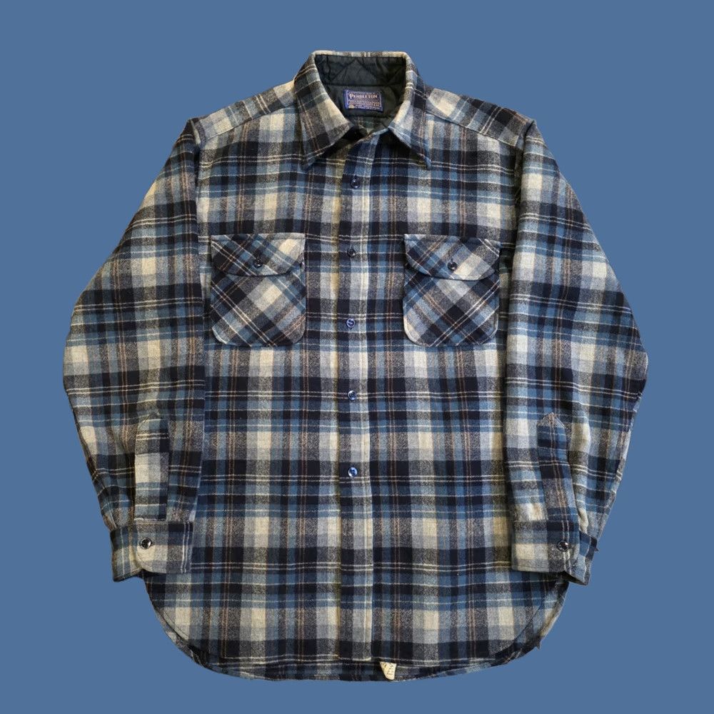 Pendleton VINTAGE Pendleton Button-Up Shirt Mens Medium Wool Flannel Blue Plaid EUC Size US M / EU 48-50 / 2 - 1 Thumbnail