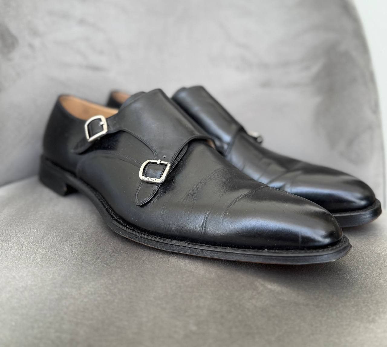 Bally Bally Scardino mens Black Leather Monks monk strap shoes Size US 11.5 / EU 44-45 - 1 Thumbnail