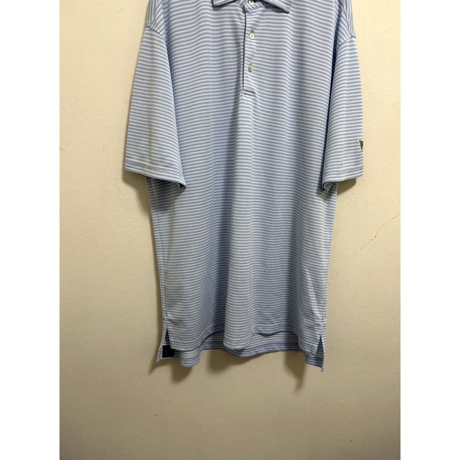 Peter Millar VINTAGE Peter Millar Summer Comfort Polo Shirt Mens L Blue White Striped S/S Polo Shirt Size US L / EU 52-54 / 3 - 3 Thumbnail