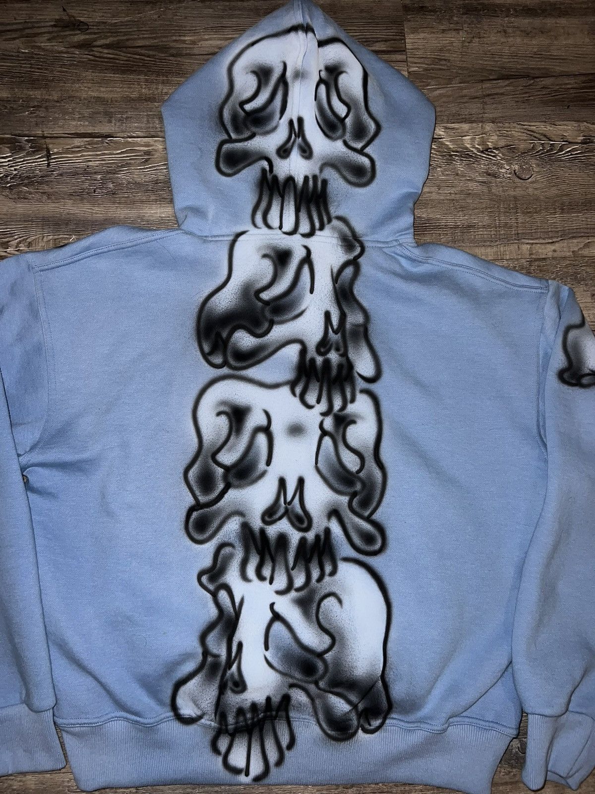 Other Airbrushed Front & Back Baby Blue Hoodies Size US L / EU 52-54 / 3 - 4 Thumbnail