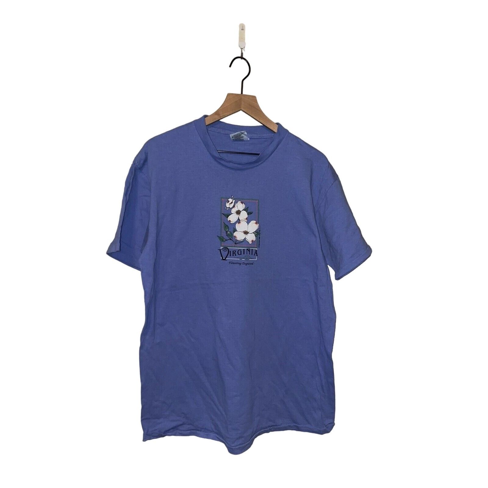 Vintage Vintage Virginia Flower Shirt Flowering Dogwood Blue Tee 90s Size US L / EU 52-54 / 3 - 1 Thumbnail