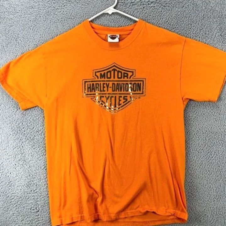 Harley Davidson VINTAGE Harley-Davidson T-Shirt Mens Large Orange Graphic Beefy Tee Made In USA Size US L / EU 52-54 / 3 - 2 Thumbnail