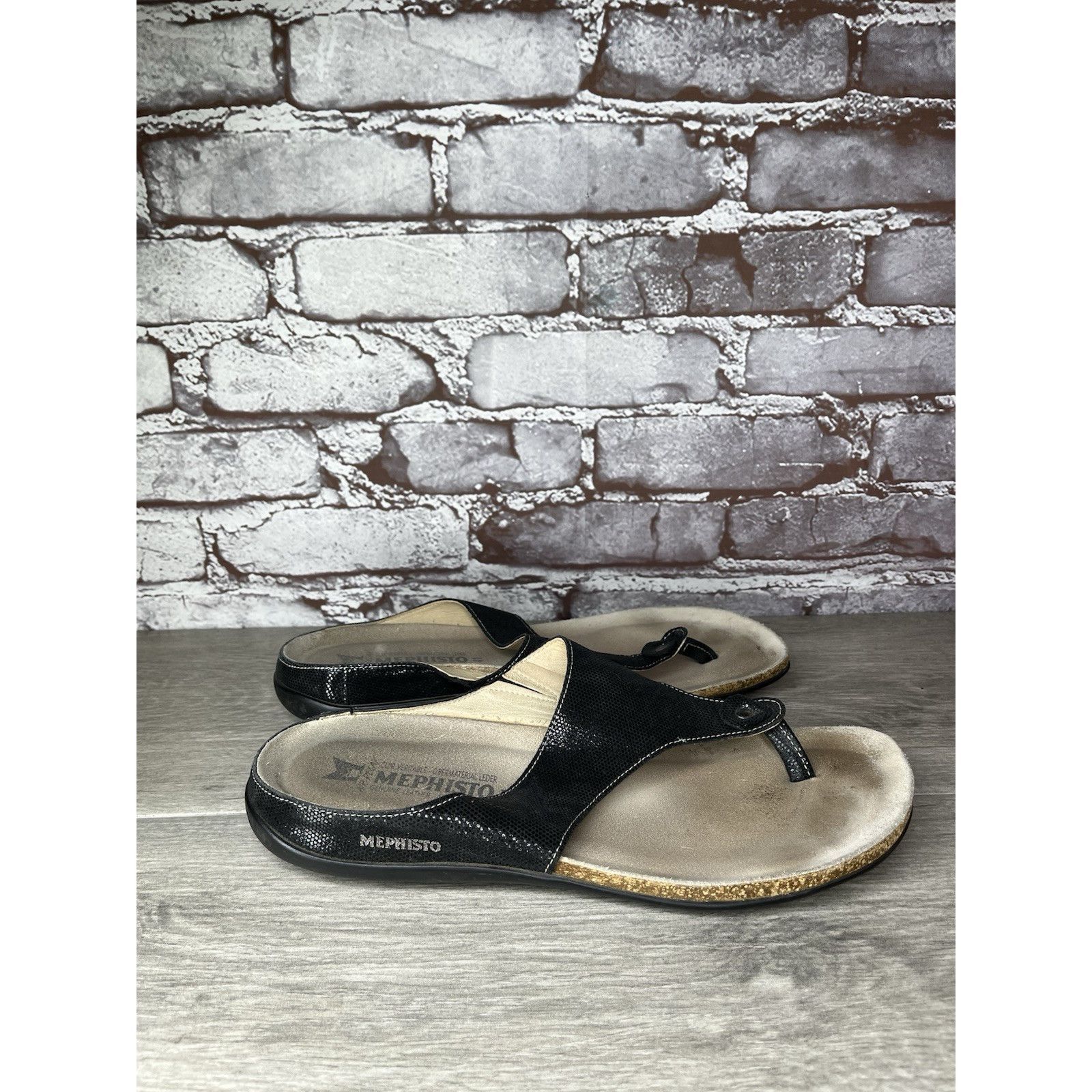 Mephisto Mephisto Agacio Black Leather Thong Slip On Sandals Women’s Size US 10.5 / IT 40.5 - 9 Thumbnail