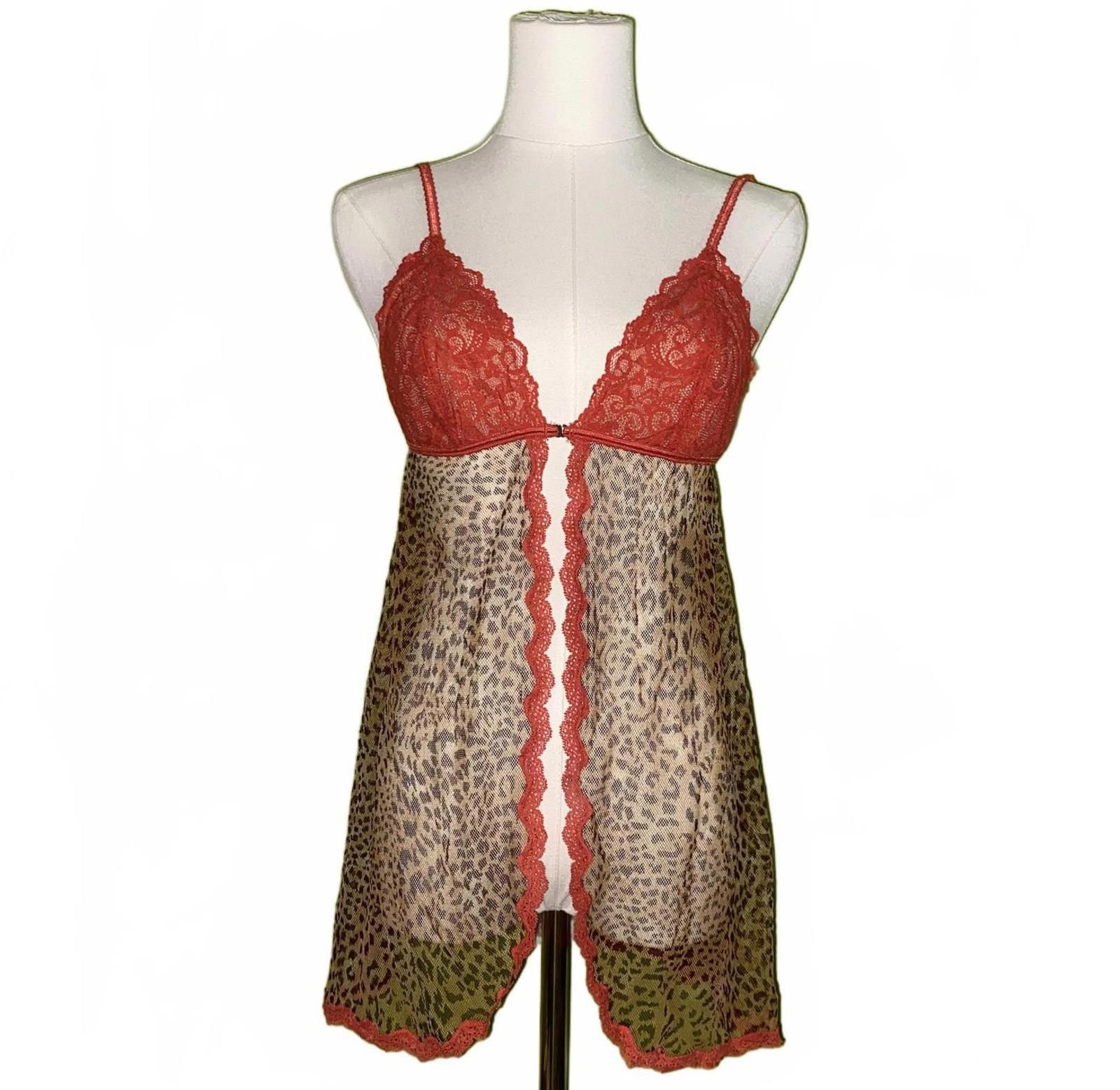 Designer Vintage Victoria’s Secret Cami Top M Leopard Mesh Lace Y2K Size M / US 6-8 / IT 42-44 - 1 Thumbnail