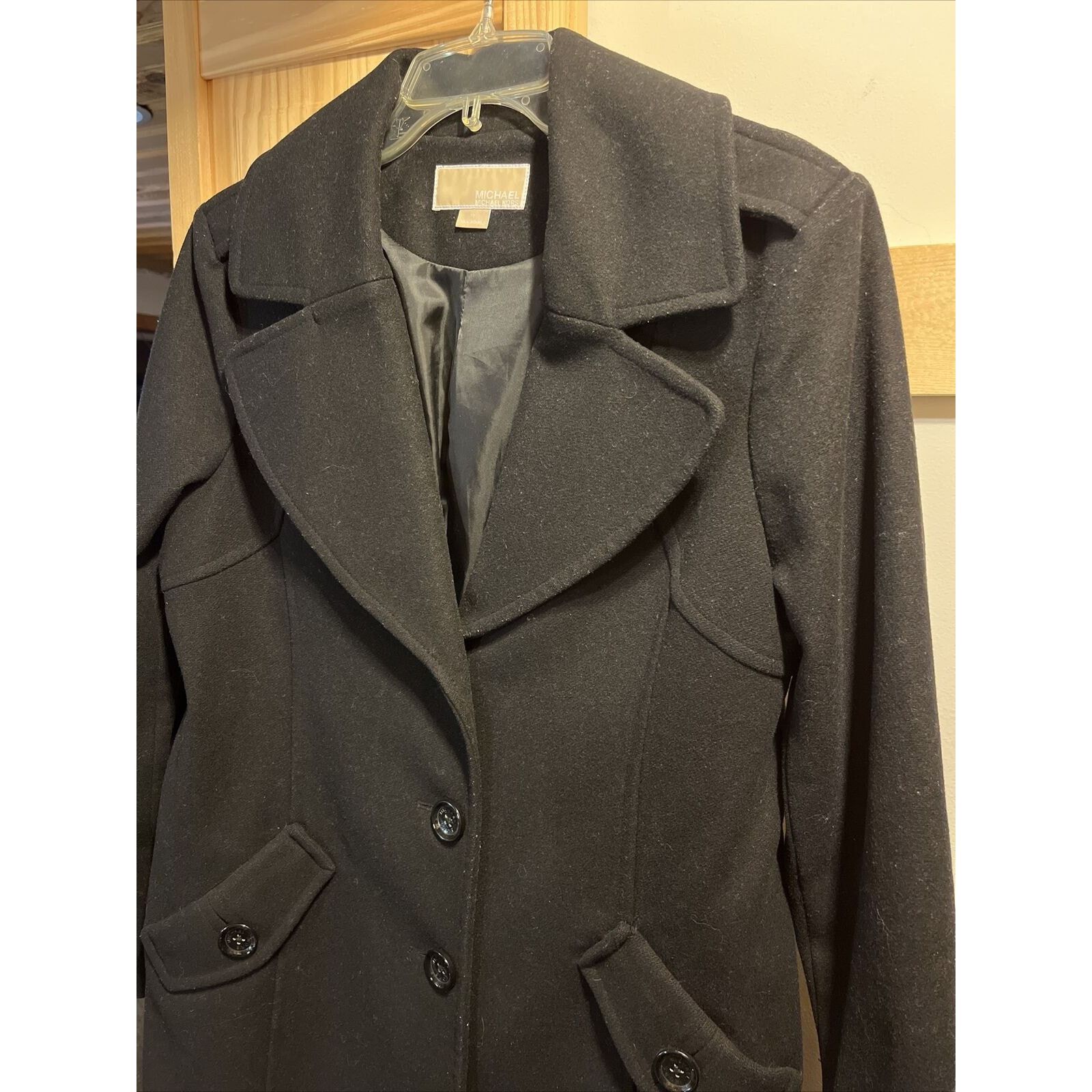 Michael Kors Michael Kors Women’s Size 10 M Black Wool LS Button Coat Size L / US 10 / IT 46 - 5 Thumbnail