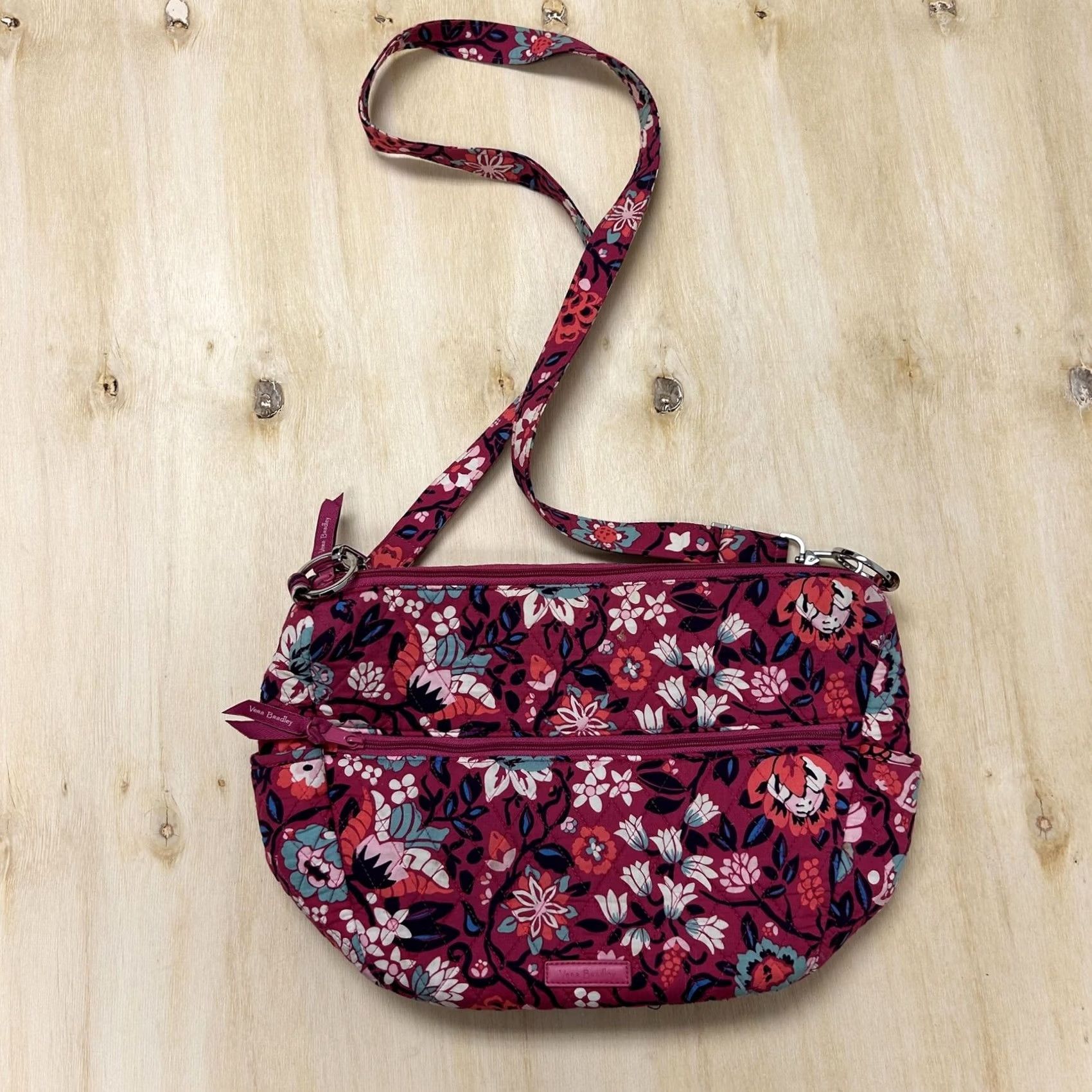 Vera Bradley Vera Bradley Crossbody Bag Womens Medium Pink Floral Quilted Cotton Zip Shoulder Size ONE SIZE - 2 Thumbnail