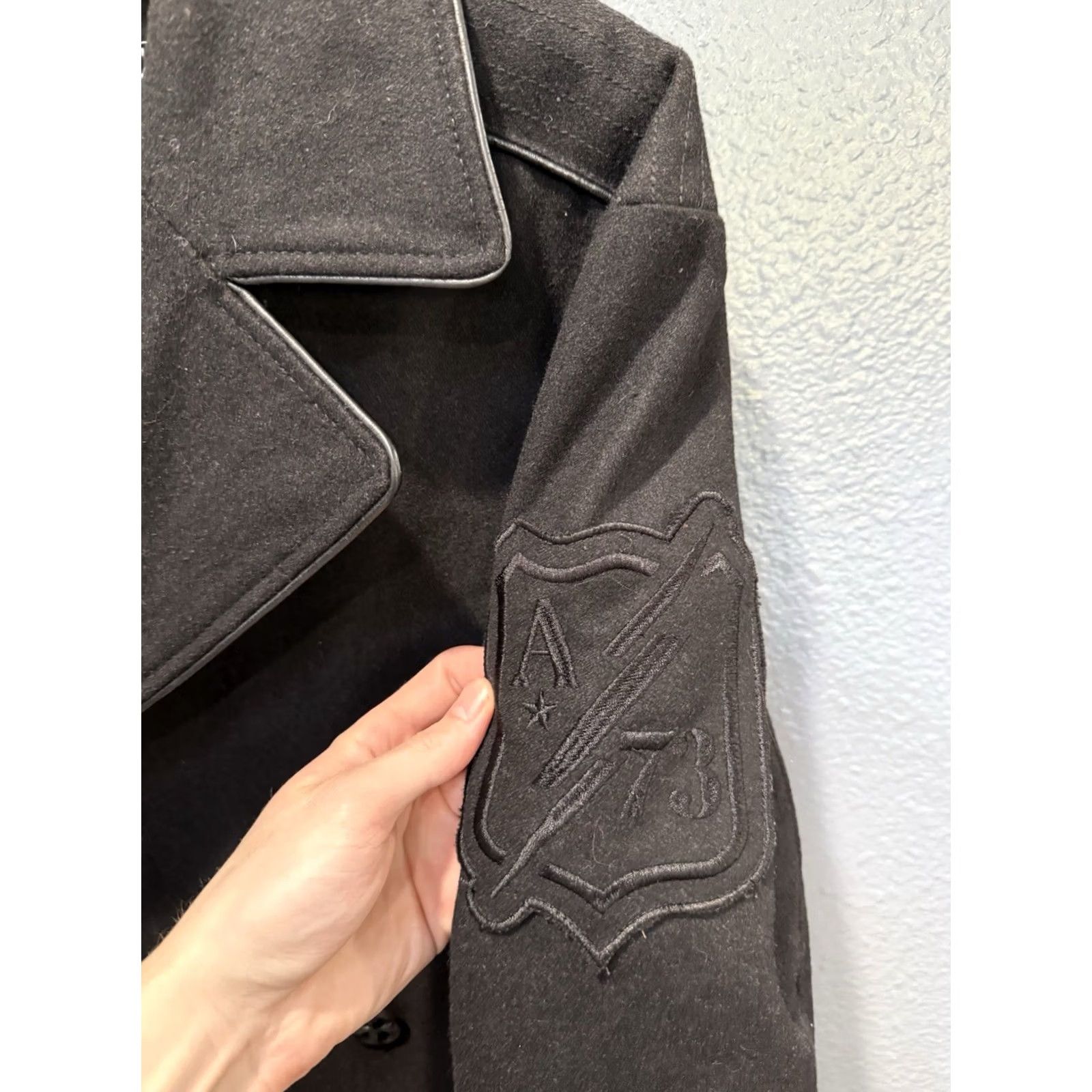 Affliction Affliction Jacket Black Wool Men L Large Pea Coat Trench Style Vintage? Size US L / EU 52-54 / 3 - 7 Thumbnail