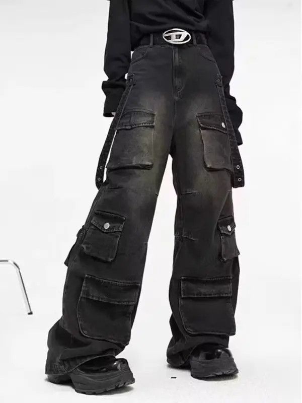 Japanese Brand VIBE Vintage multi-pocket wide-leg street hip-hop jeans Size US 34 / EU 50 - 4 Thumbnail
