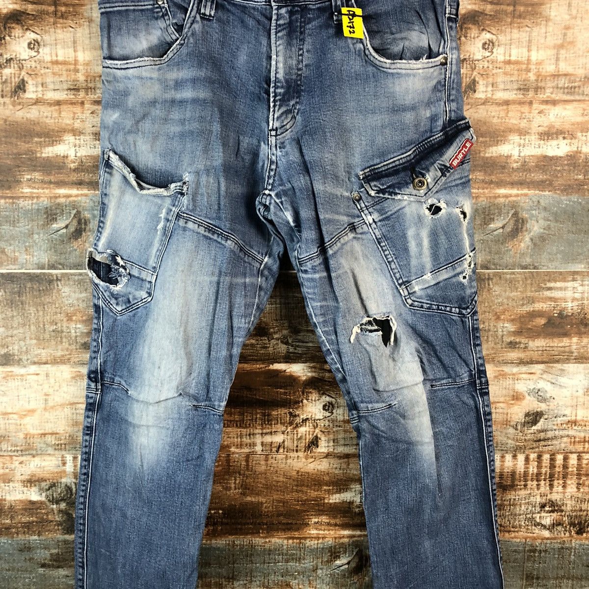 Japanese Brand Burtle Blue Distressed vintage Denim Pants #A2172 Size US 34 / EU 50 - 5 Thumbnail