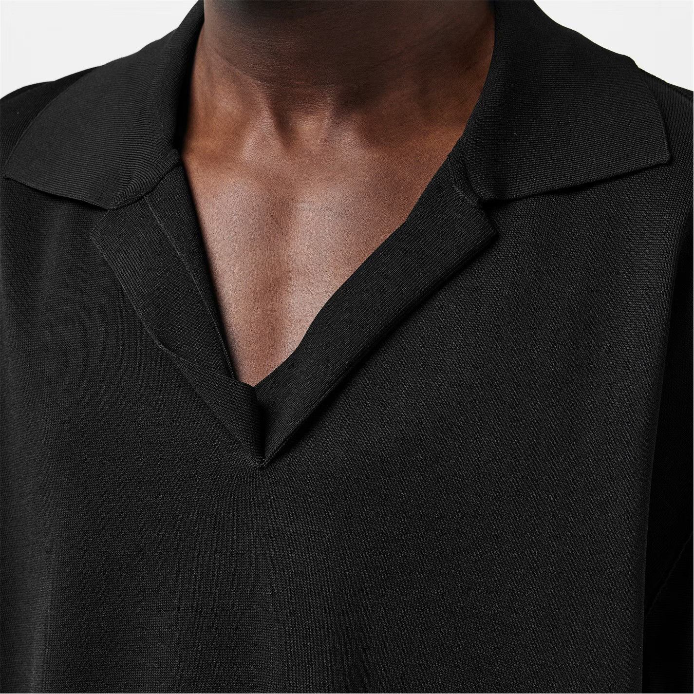 AMI o1g2r1mq0326 Knitted Short-Sleeve Polo Shirt in Black Size US L / EU 52-54 / 3 - 5 Thumbnail