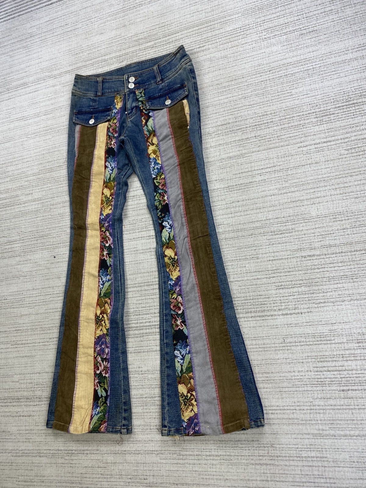 Japanese Brand Vintage Flared Joky Gal Custom Patchwork Denim Jeans Size US 28 / EU 44 - 4 Thumbnail