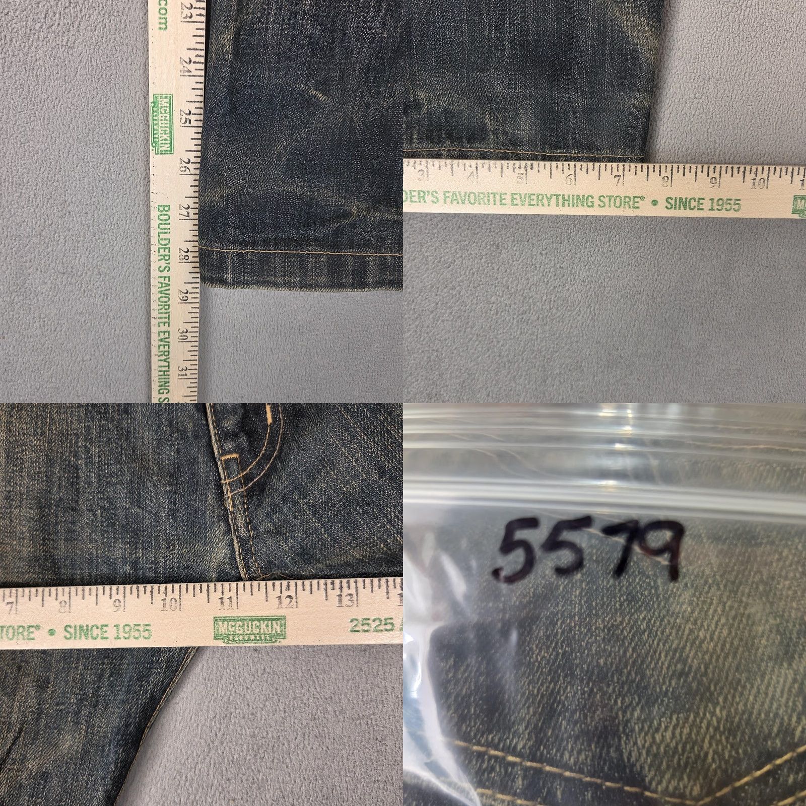 Neighborhood Neighborhood Jeans Mens Selvedge Whiskers Honeycomb Tracks Straight Fits 32x28 Denim Cotton Zip Pockets Blue 5579 Size US 32 / EU 48 - 9 Thumbnail