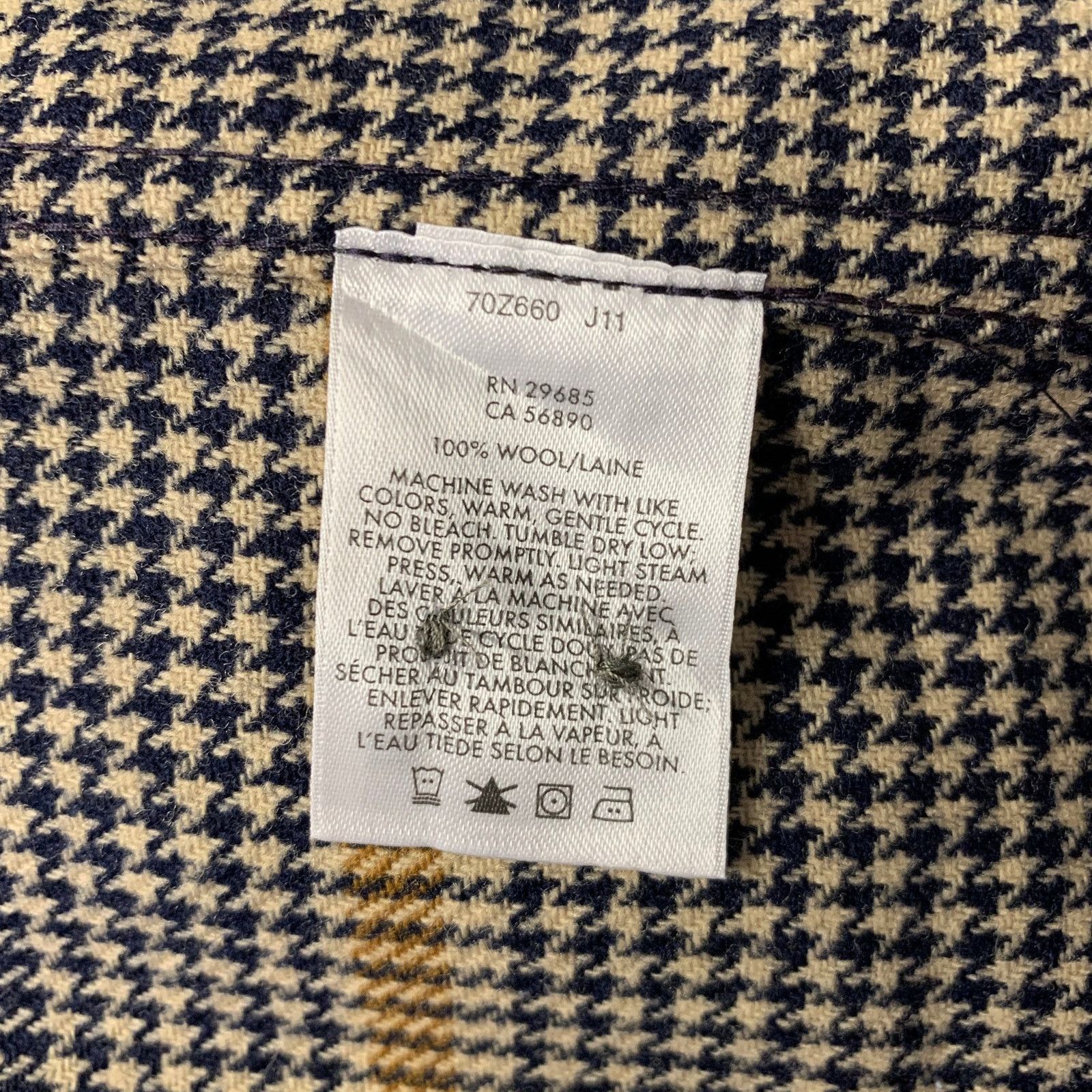 Pendleton PENDLETON L Navy Tan Houndstooth Wool Long Sleeve Shirt Size US L / EU 52-54 / 3 - 6 Thumbnail