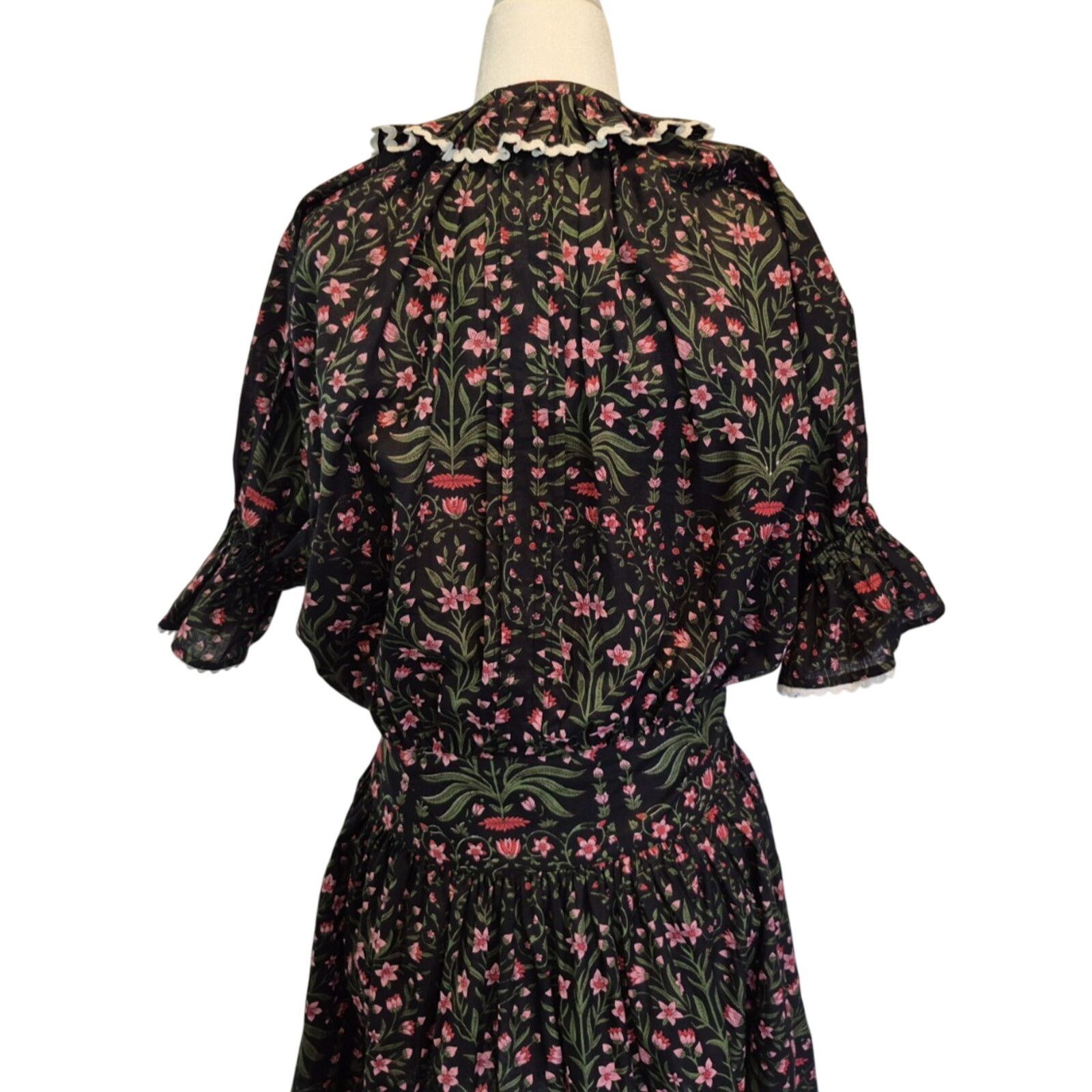 Other New India Collection Cotton Hand Block Black Floral Dress XS Size XS / US 0-2 / IT 36-38 - 7 Thumbnail