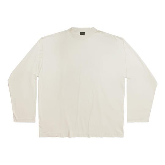 Balenciaga o1s1wg110125 Unisex Long Sleeve T-Shirt Oversized Off White Size S / US 4 / IT 40 - 1 Thumbnail