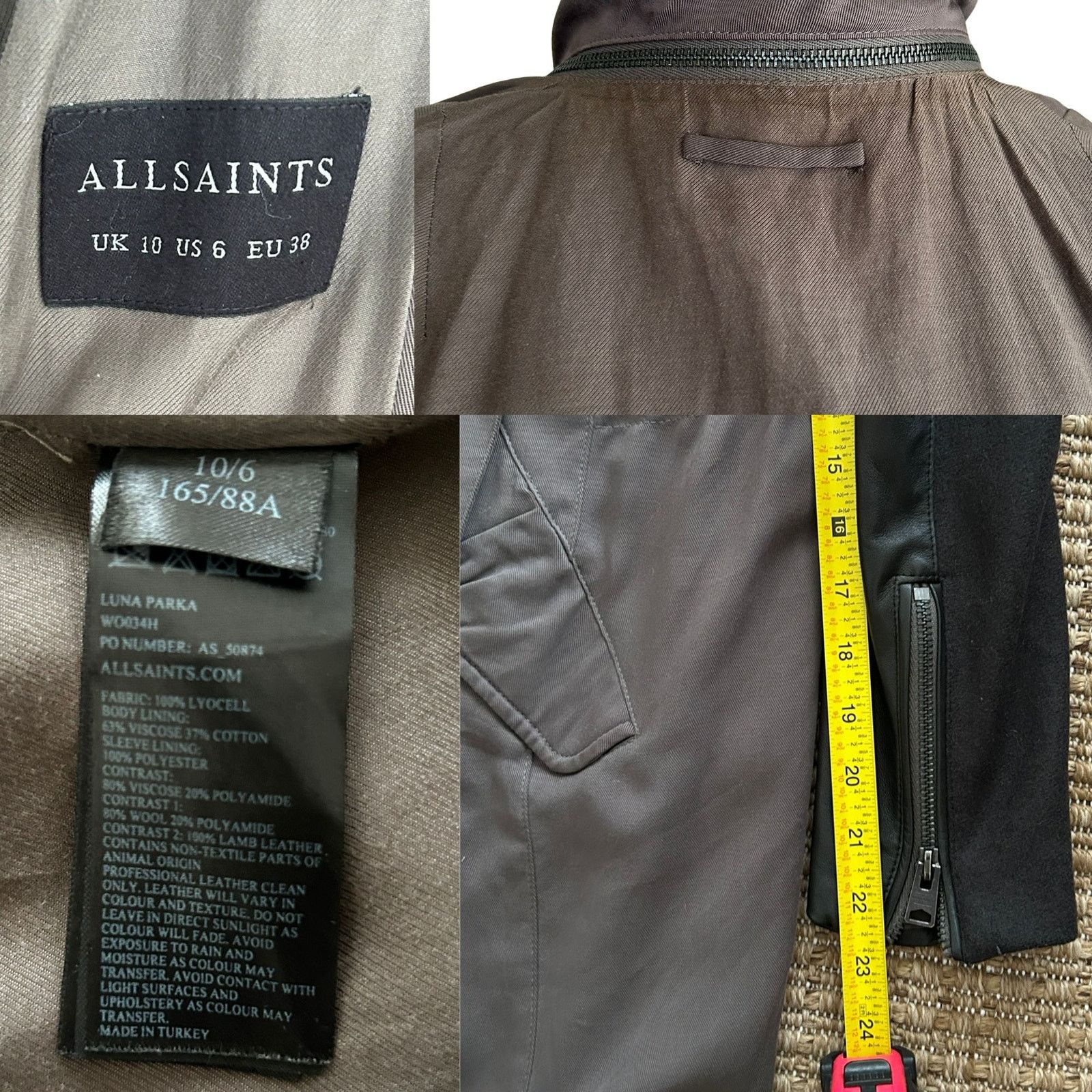Allsaints AllSaints Luna Parka Coat w/ Lamb Leather Sleeves Sz 6 Size M / US 6-8 / IT 42-44 - 7 Thumbnail