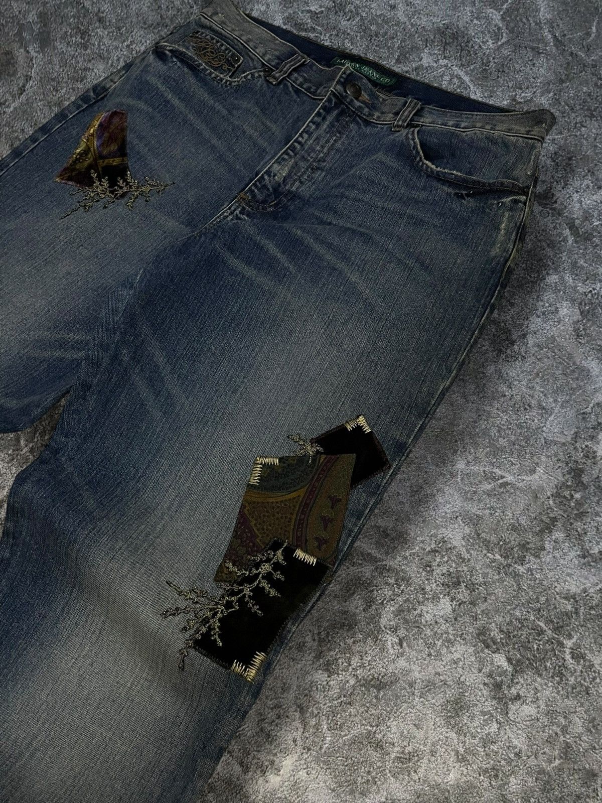 Designer × Polo Ralph Lauren × Vintage Vintage Designer Polo Ralph Lauren Flared Patchwork Jeans Size US 32 / EU 48 - 6 Thumbnail