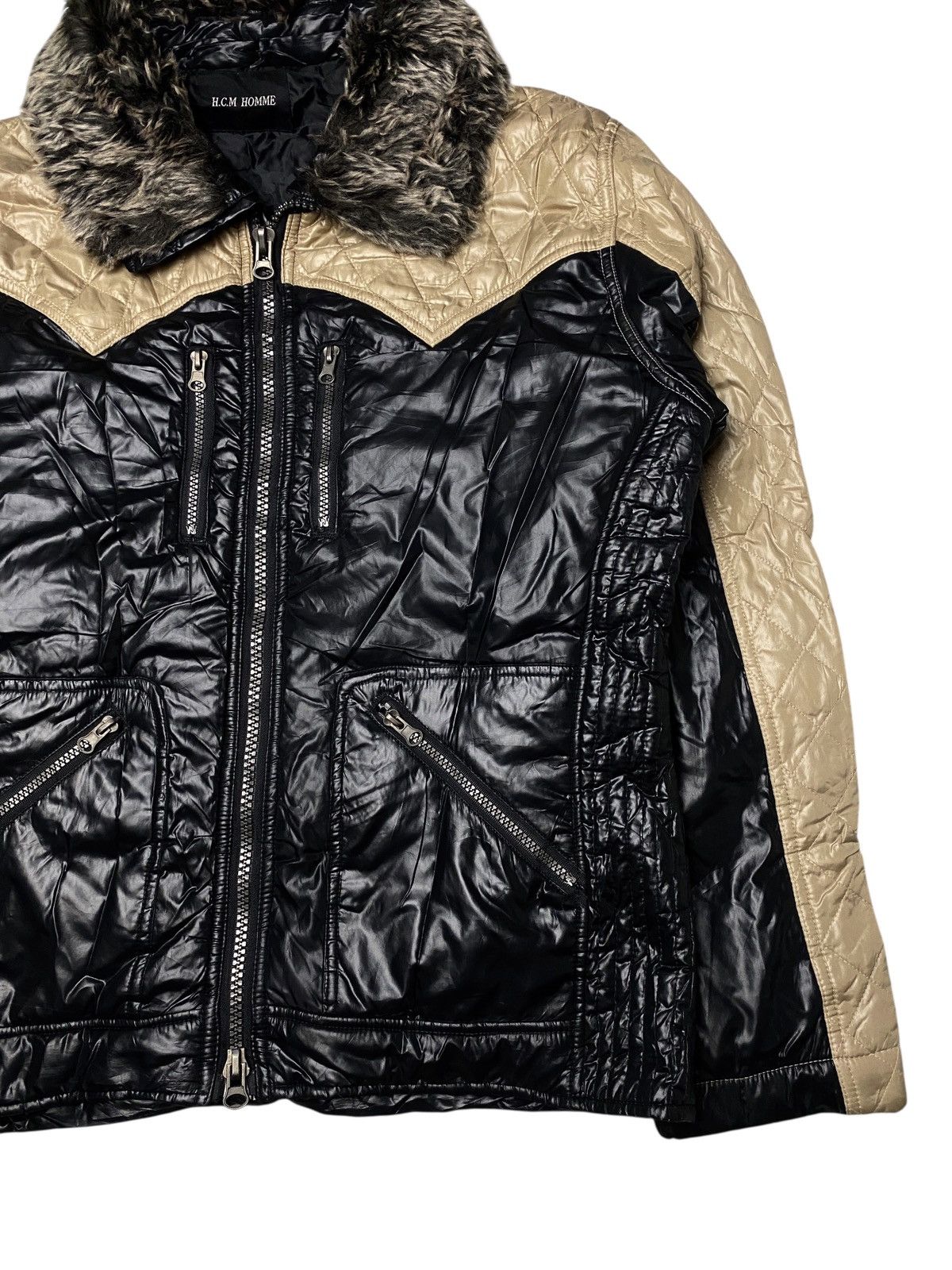 If Six Was Nine 2000's H.C.M Homme Fur Puffer Zip Jacket Size US L / EU 52-54 / 3 - 4 Thumbnail