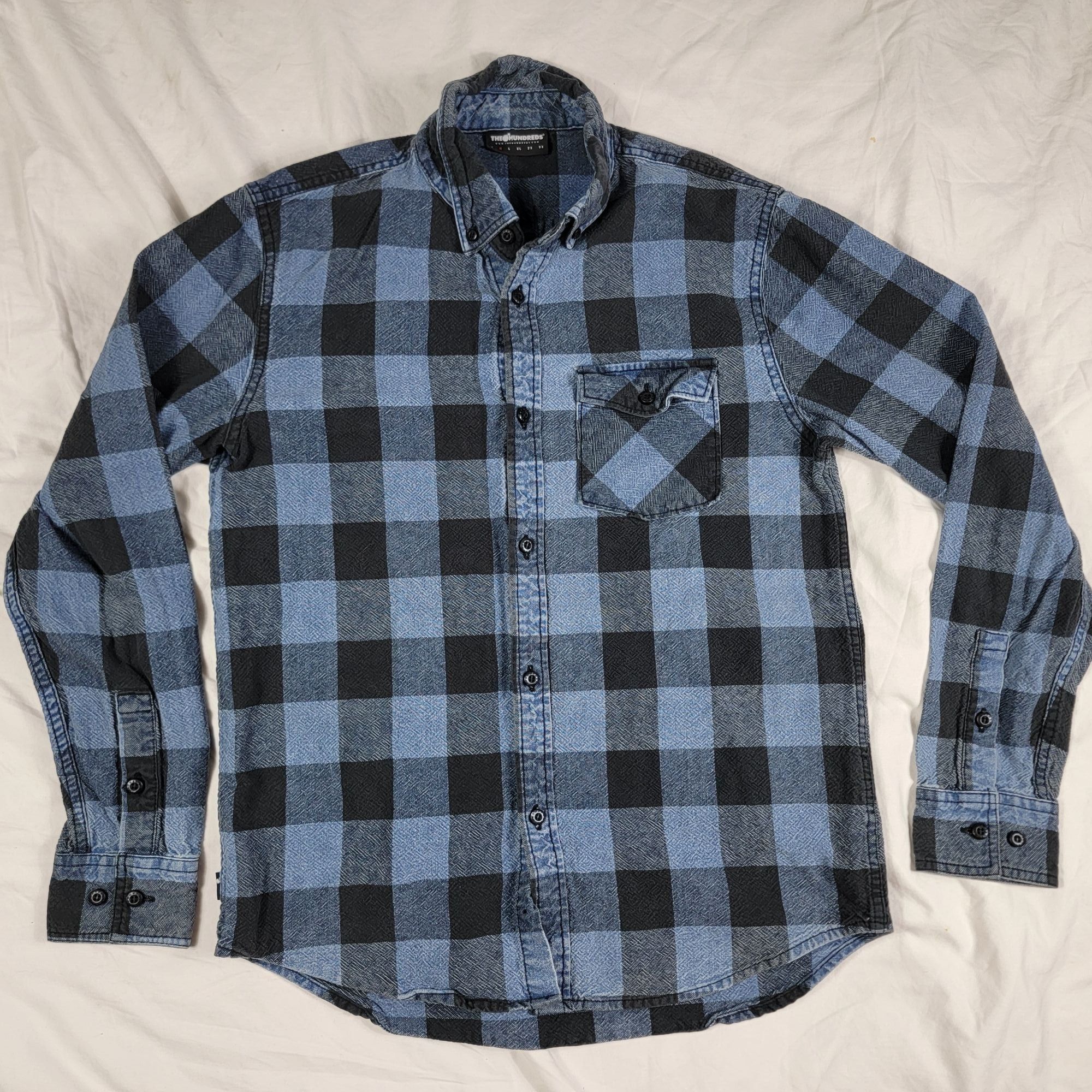 The Hundreds The Hundreds Mens Medium Blue Black Plaid Long Sleeve Button Size US M / EU 48-50 / 2 - 1 Thumbnail