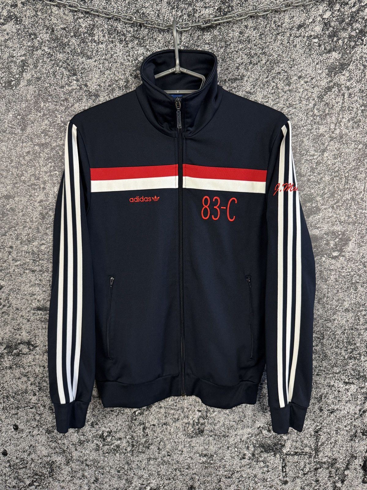 トップス adidas 83-C leather track jacket Rare Adidas 83-C Jacket Yellow Purple J. Mano Track Top Logo