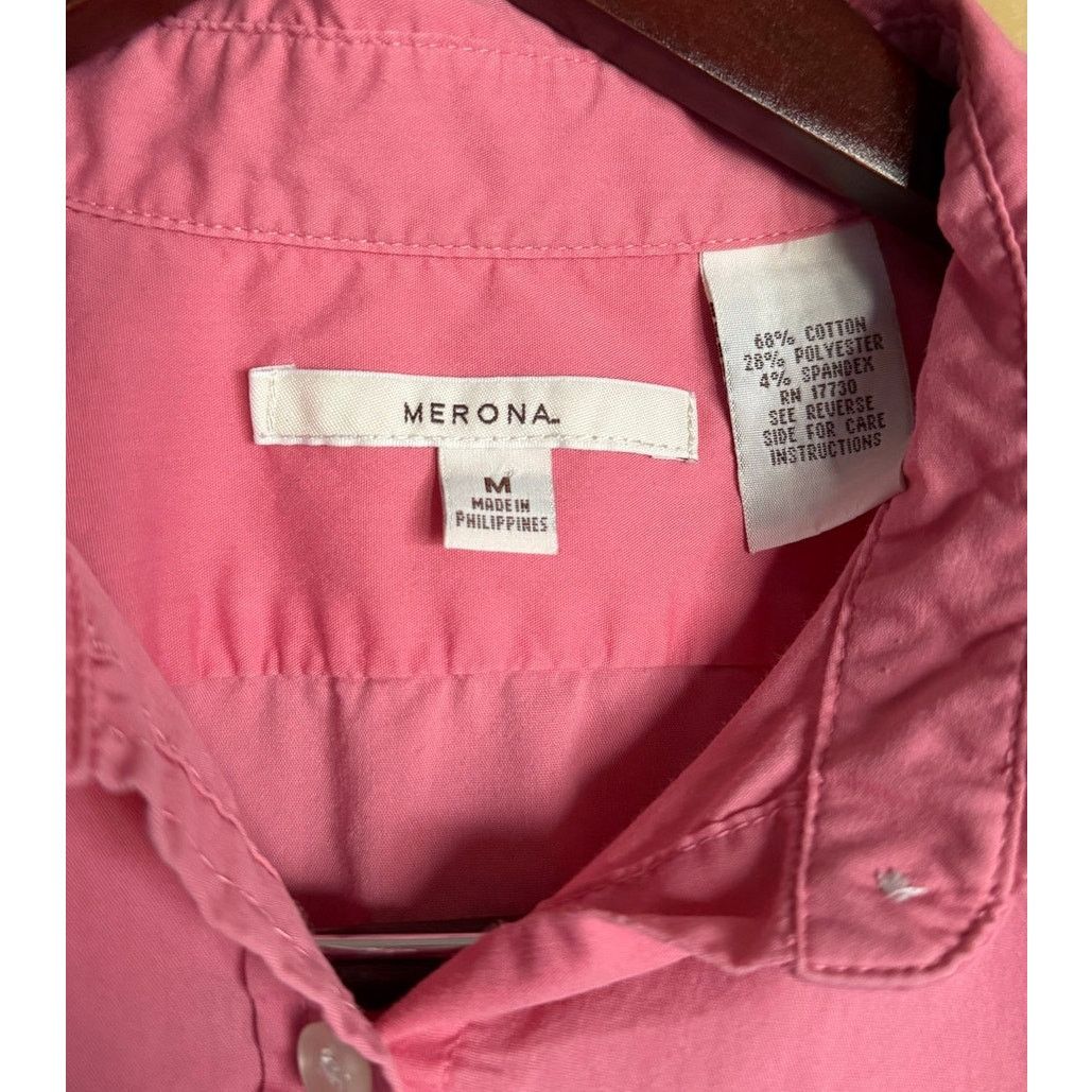 Merona Merona Women's Orange Peach Button Down Blouse Size Medium Size M / US 6-8 / IT 42-44 - 3 Thumbnail