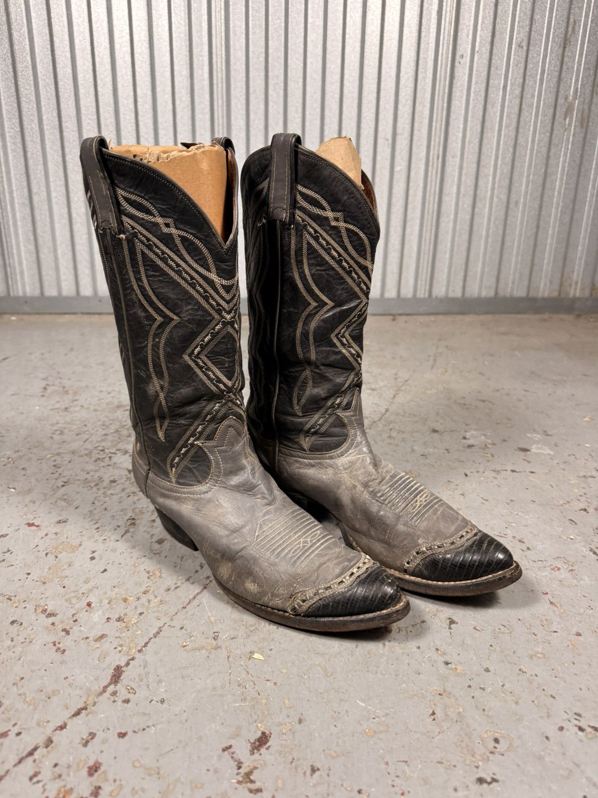Tony Lama 90s Vintage Tony Lama Black Lizard Toe Cowboy Boots Size US 8 / EU 41 - 1 Thumbnail