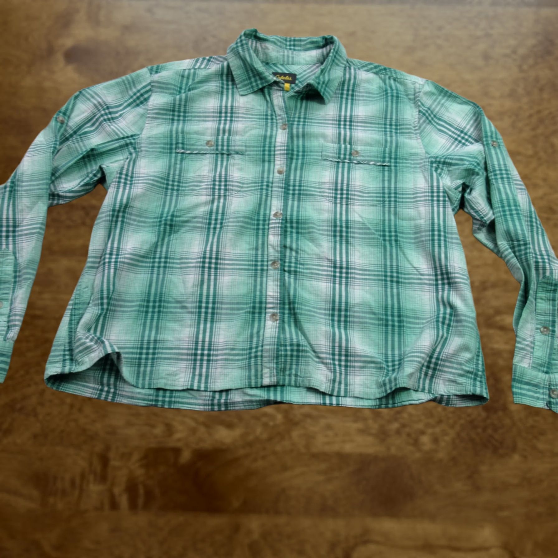Vintage Cabelas Shirt Womens XL Long Sleeve Button Front Green Plaid Lightweight Size XL / US 12-14 / IT 48-50 - 1 Thumbnail