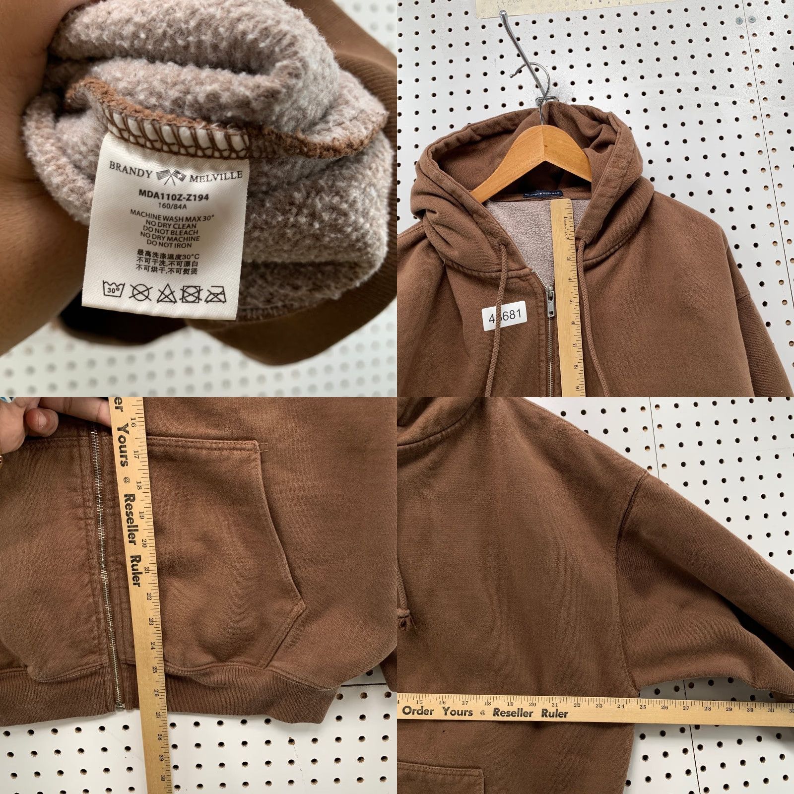 Brandy Melville Brandy Melville Hoodie Sweatshirt Womens One Size Oversize Brown Heavyweight Size ONE SIZE - 8 Thumbnail