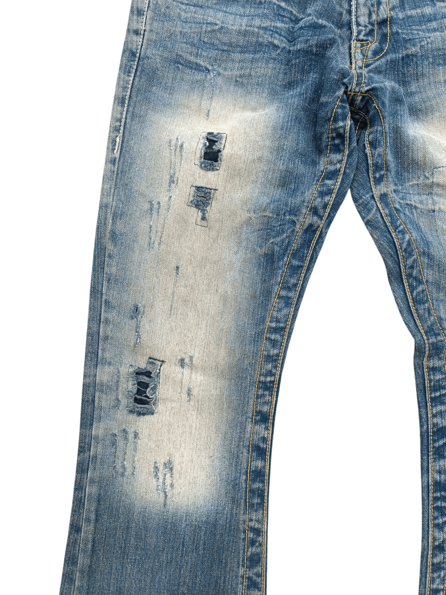 Japanese Brand FLARED🔥Japanese Brand LIMITED Distressed Buckle Back Denim Size US 32 / EU 48 - 6 Thumbnail