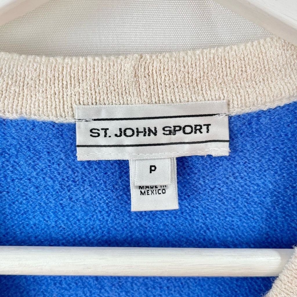 St. John St. John Blue Cropped Short Sleeve Wool Cardigan US P/S Size S / US 4 / IT 40 - 4 Thumbnail