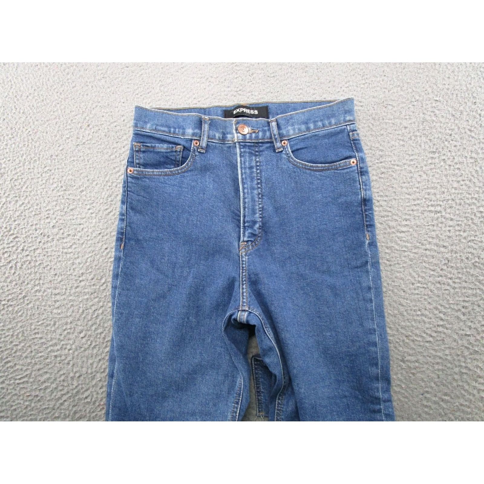 Express Express Jeans High Rise Straight Leg Blue Stretch Denim 4R Womens Size 27" / US 4 / IT 40 - 3 Thumbnail