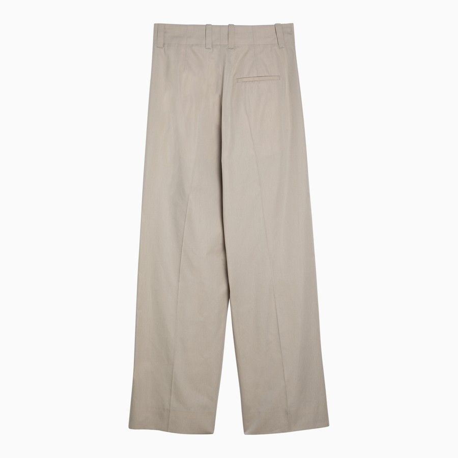 Bottega Veneta o1d2blof0824 Cotton Trousers in Beige Size 26" / US 2 / IT 38 - 2 Thumbnail