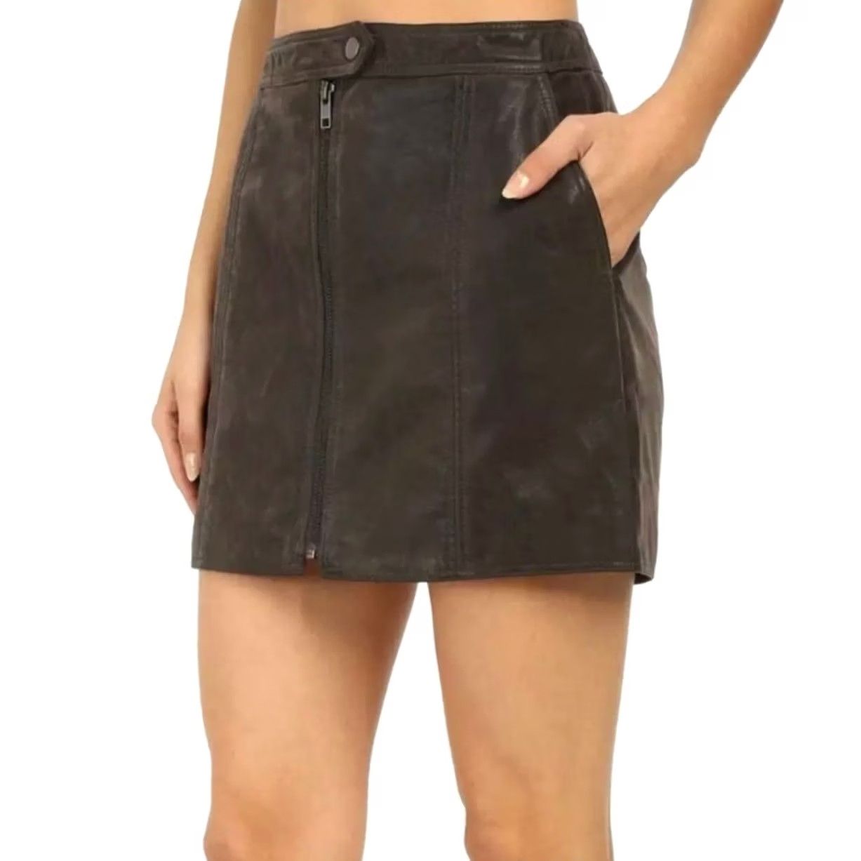 Free People Free People Mini Skirt Faux Leather Get Into The Groove Gray Women’s 0 XS? Size 25" / US 0 / IT 36 - 3 Thumbnail