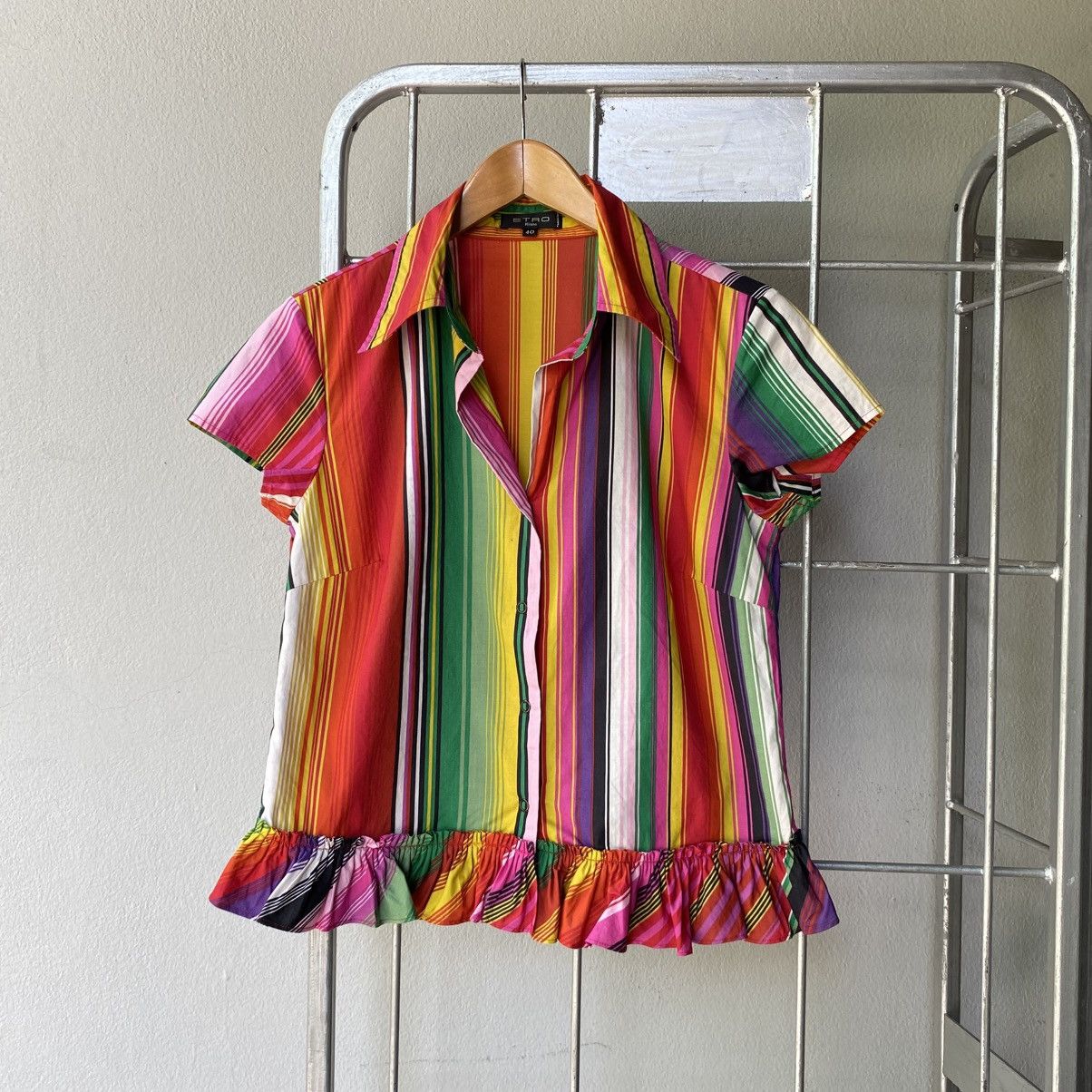 Etro ETRO Rainbow Stripe Ruffle Shirt Size S / US 4 / IT 40 - 10 Thumbnail
