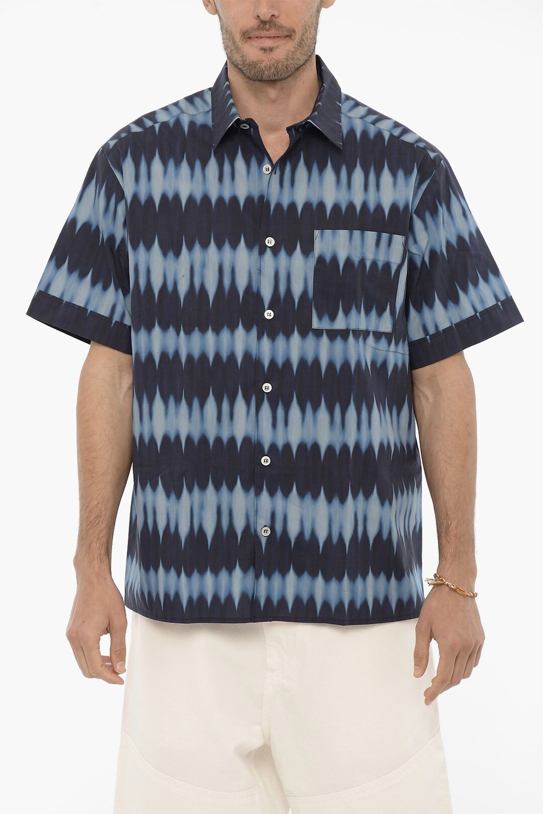 image of A P C Og1Mm0423 Short Sleeve Augustin Shirt In Blue, Men's (Size Medium)