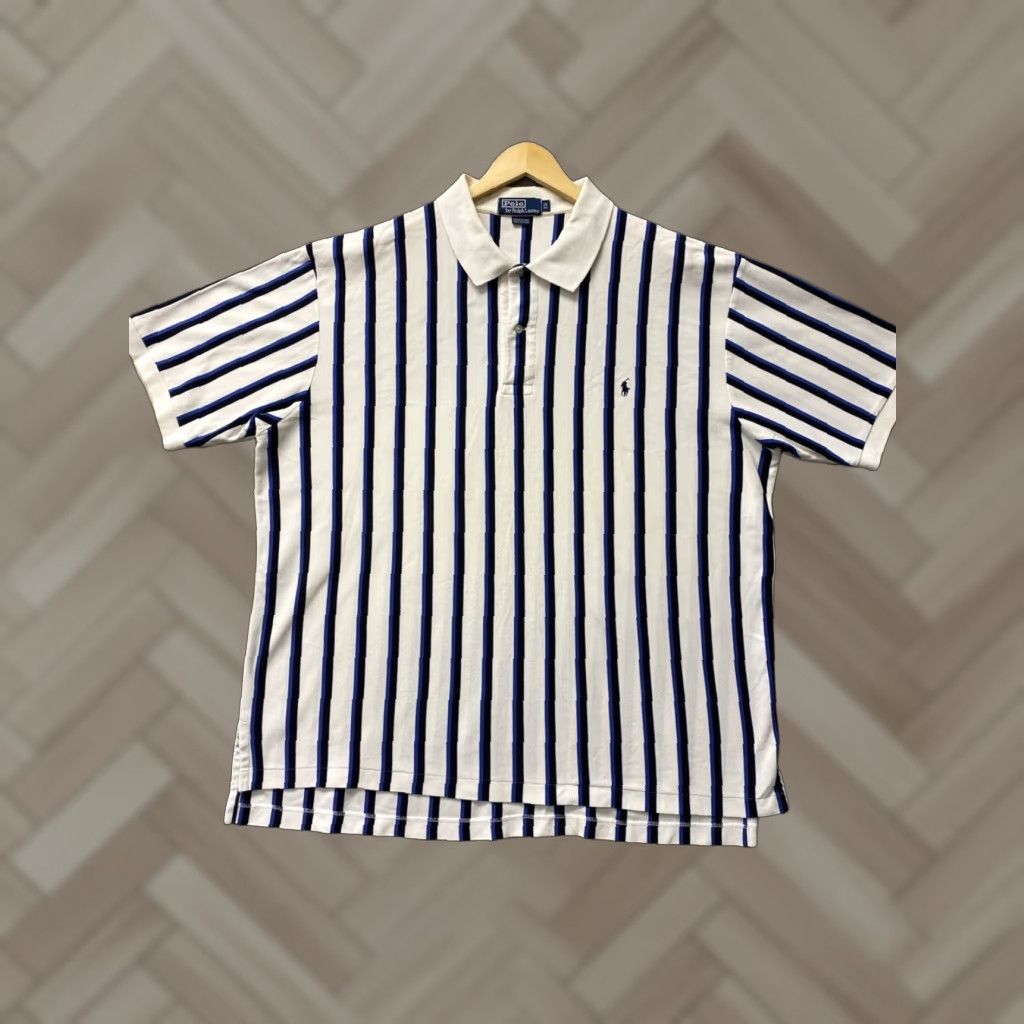 Polo Ralph Lauren Polo Ralph Lauren VTG Stripped Polo Shirt Men’s 2XL White Jersey Striped Polo Big & Tall Mens Size US XXL / EU 58 / 5 - 1 Thumbnail