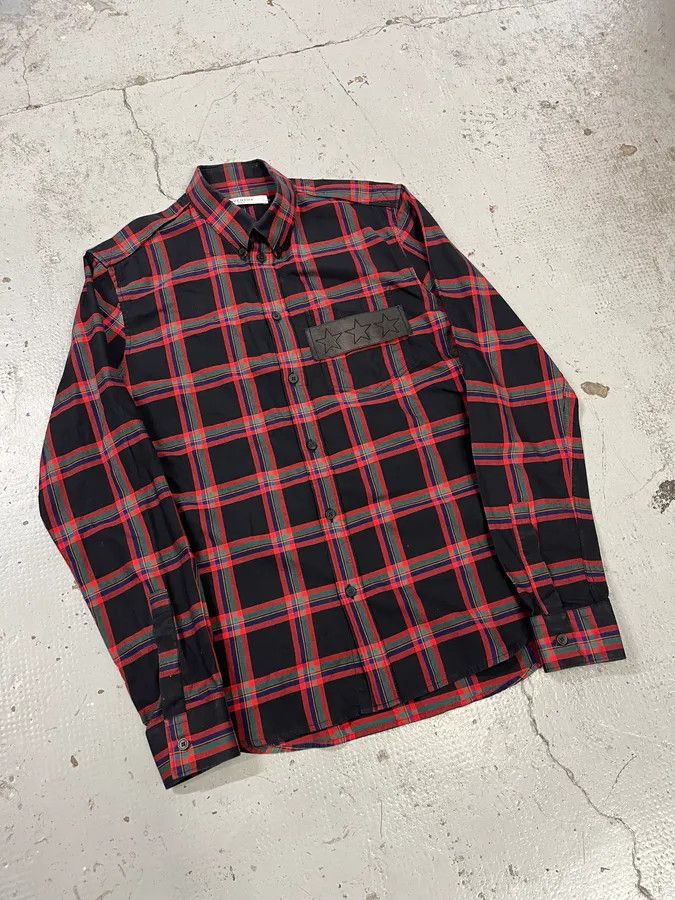 Givenchy SS2016 Givenchy Star Leather Patch Tartan Shirt by Riccardo Tisci Size US S / EU 44-46 / 1 - 4 Thumbnail