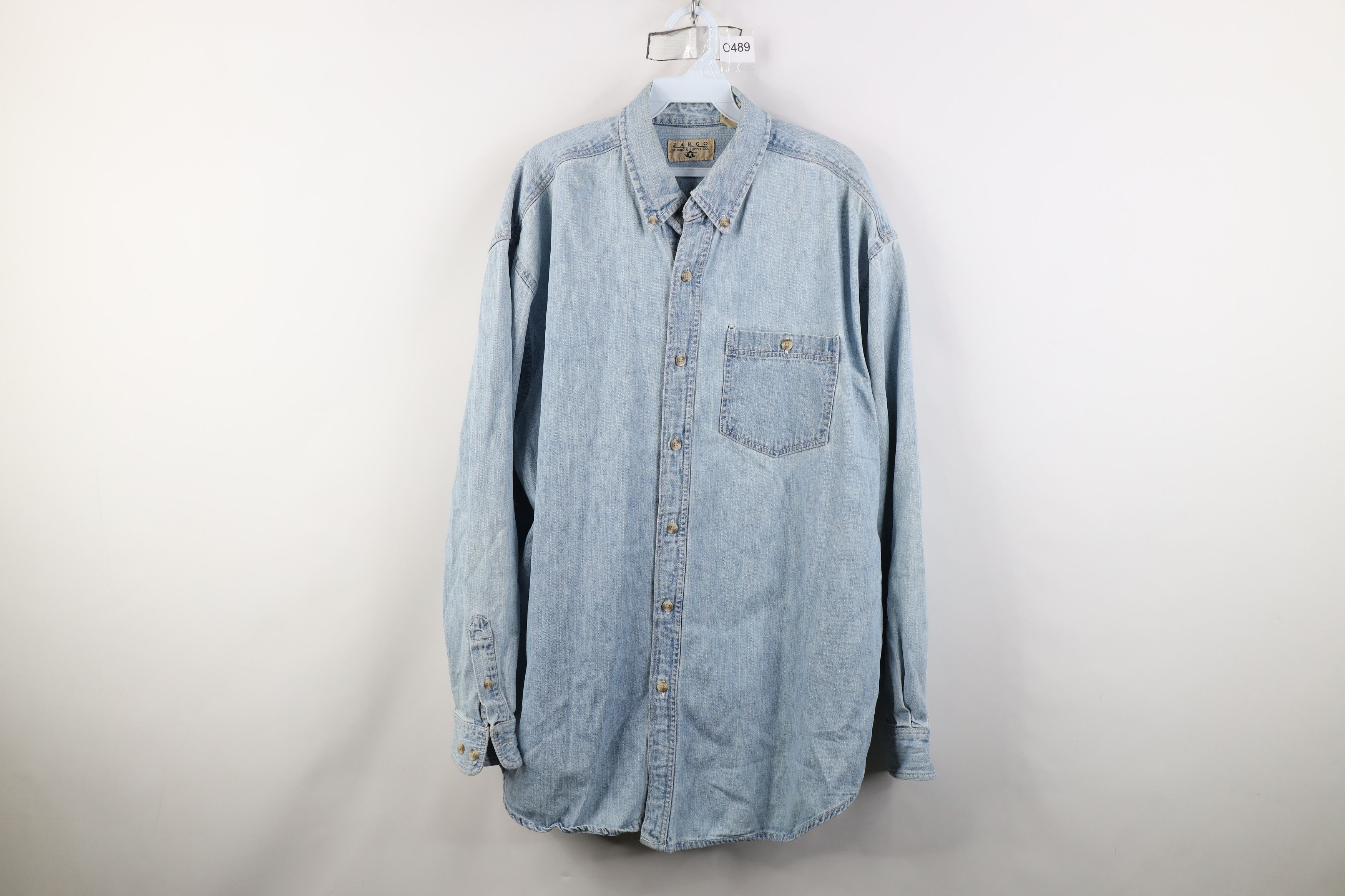 Vintage Vintage 90s Streetwear Heavy Denim Jean Button Down Shirt Size US XL / EU 56 / 4 - 1 Thumbnail