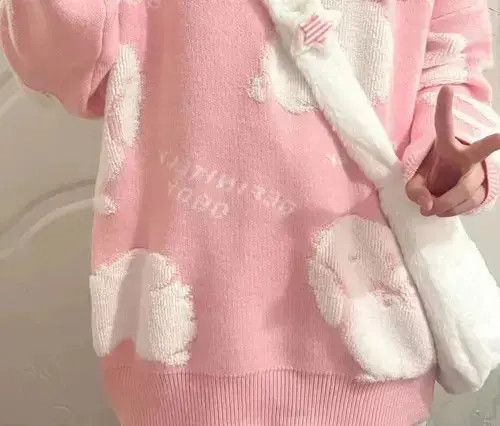 Other Kawaii Pink Cartoon Jacquard Oversized Sweater Men Size US M / EU 48-50 / 2 - 4 Thumbnail