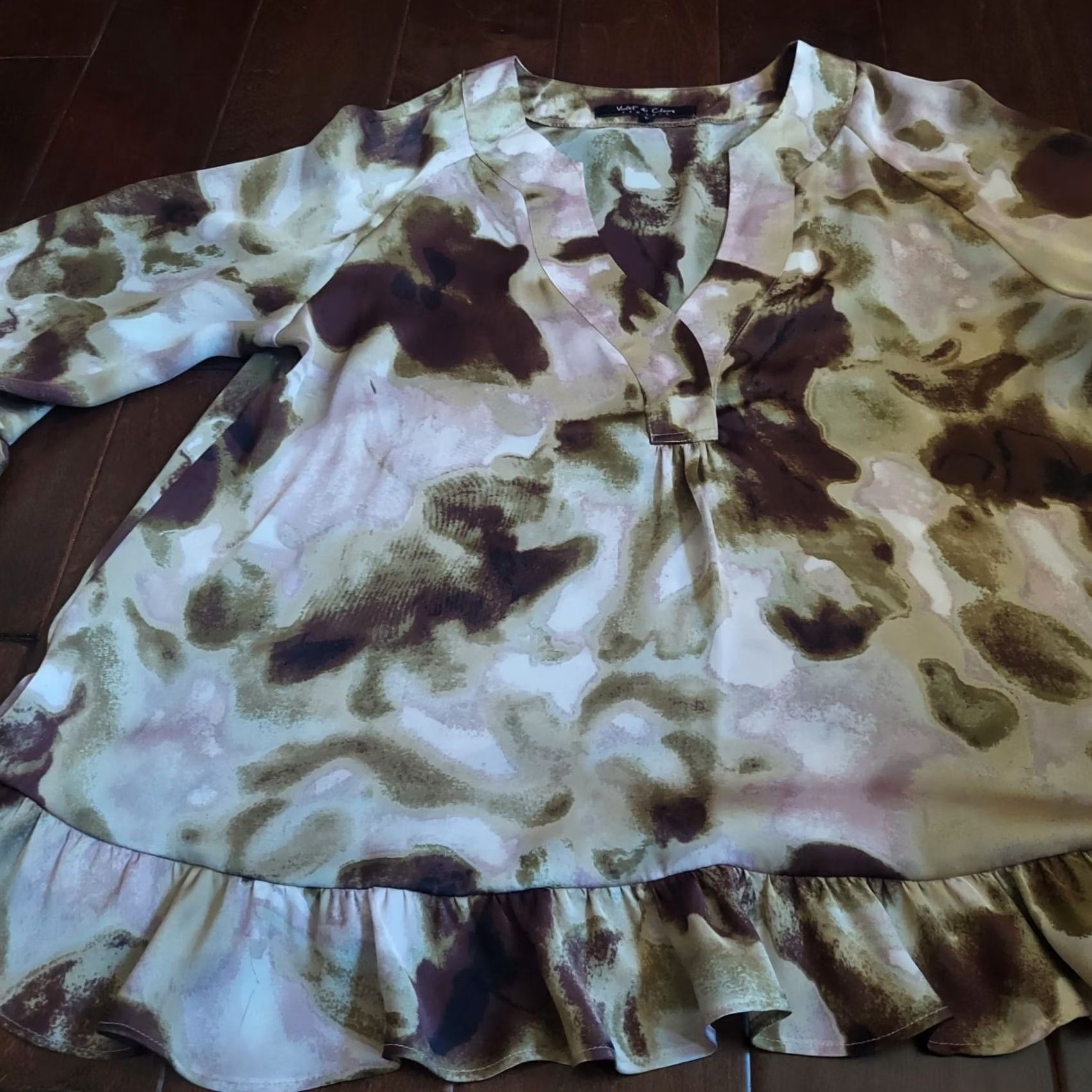 Sea New York Violet & Claire New York Women's Tye Die V Neck Blouse - 100% Polyester - Size L Size L / US 10 / IT 46 - 4 Thumbnail