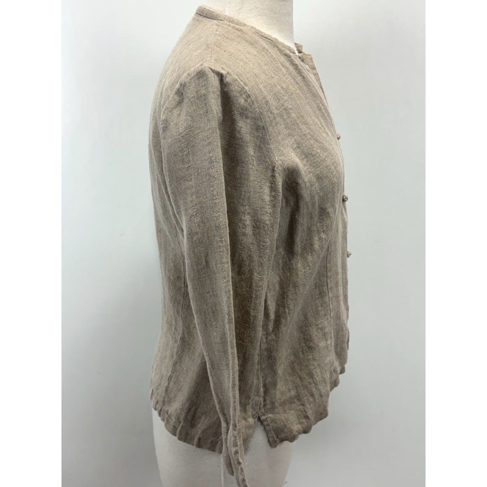 Eileen Fisher VINTAGE Eileen Fisher Linen Jacket Blazer Women 100% Linen PM Petite Tan Lagenlook Knot Buttons 90s Mens? Size M / US 6-8 / IT 42-44 - 4 Thumbnail