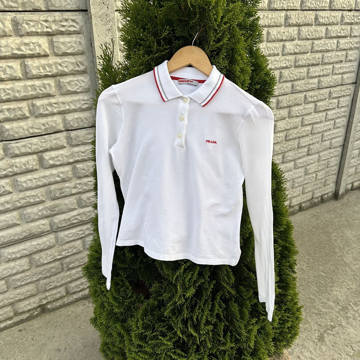Prada Vintage Prada Long-sleeve T-shirts Basic Fit Y2K Style USA Size L / US 10 / IT 46 - 2 Thumbnail