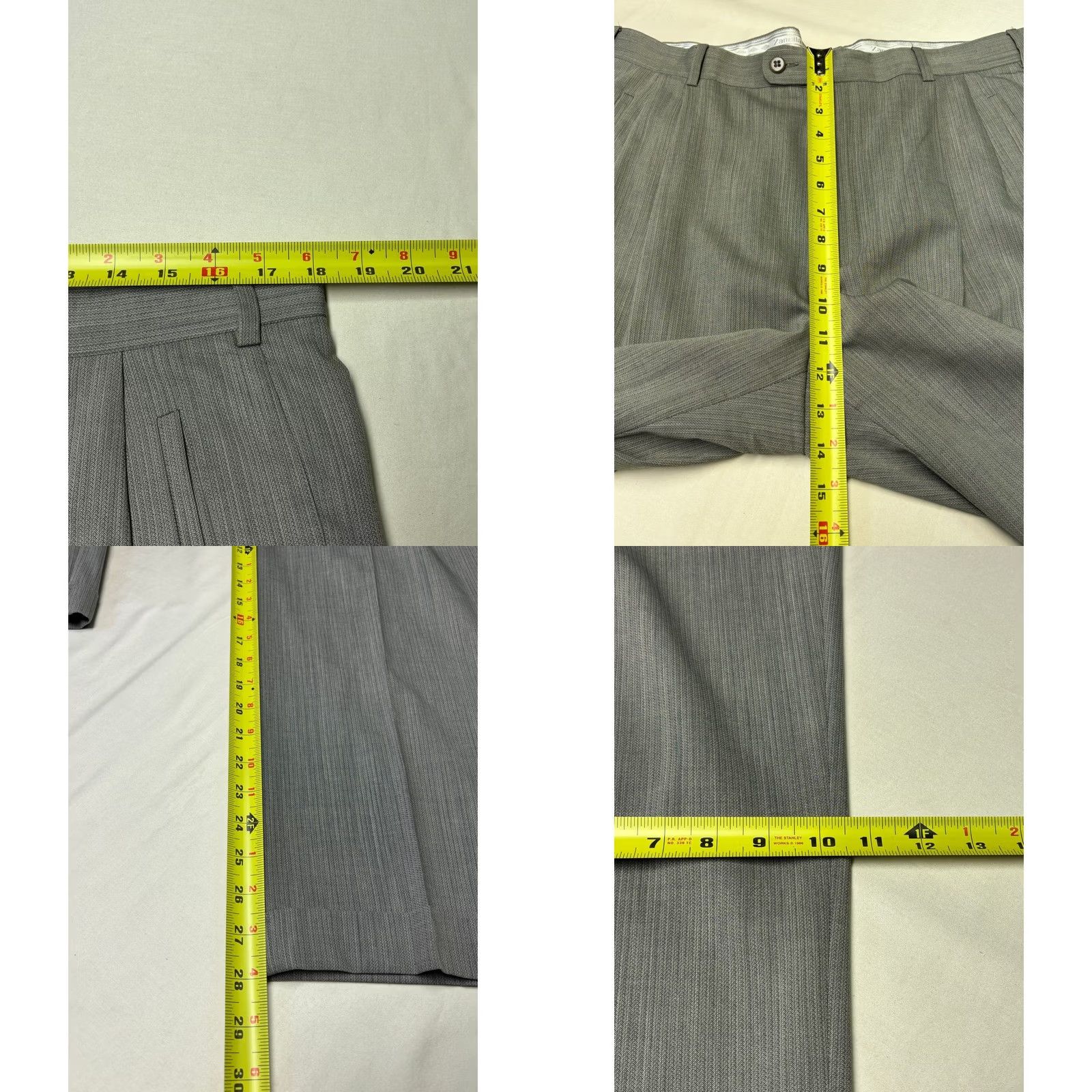 Zanella Zanella Joe Gray Pleated Dress Pants Mens 35X28 Wool Made Italy Cuffed Trousers Size US 35 - 8 Thumbnail