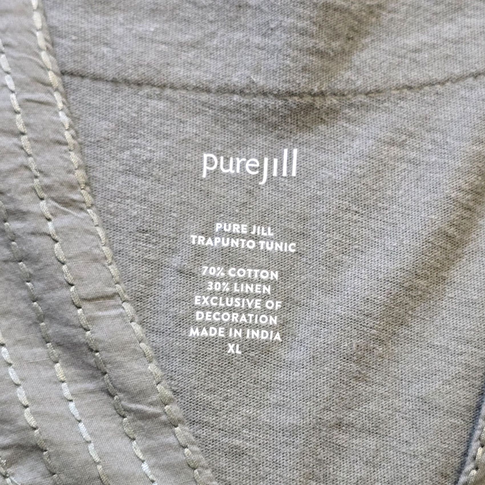 J. Jill J Jill Top Women XL Green Linen Blend Tunic 3/4 Sleeve V-Neck Stretch Casual Capsule Blouse Shirt Womens Size XL / US 12-14 / IT 48-50 - 4 Thumbnail