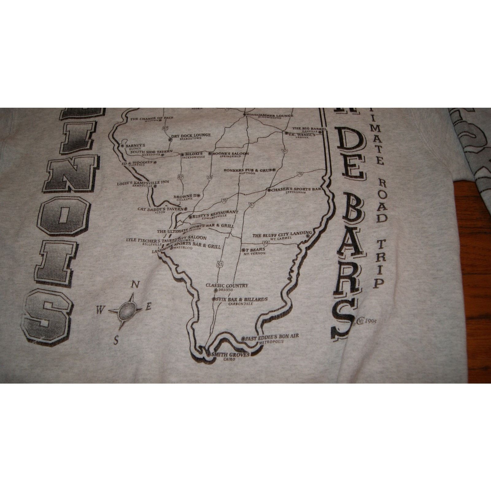 Fruit Of The Loom VTG Best Of Bars Of ILLINOIS Tour Gray XL Sweatshirt Road Size US XL / EU 56 / 4 - 8 Thumbnail